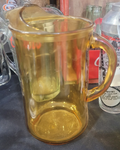 Vintage Amber Glass Pitcher Mid Century Barware Serving Pitcher Retro Kitchen Dé - Image 1