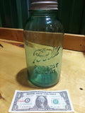 Vintage Ball Perfect Mason Aqua Glass Canning Jar with Original Zinc Lid - Image 1