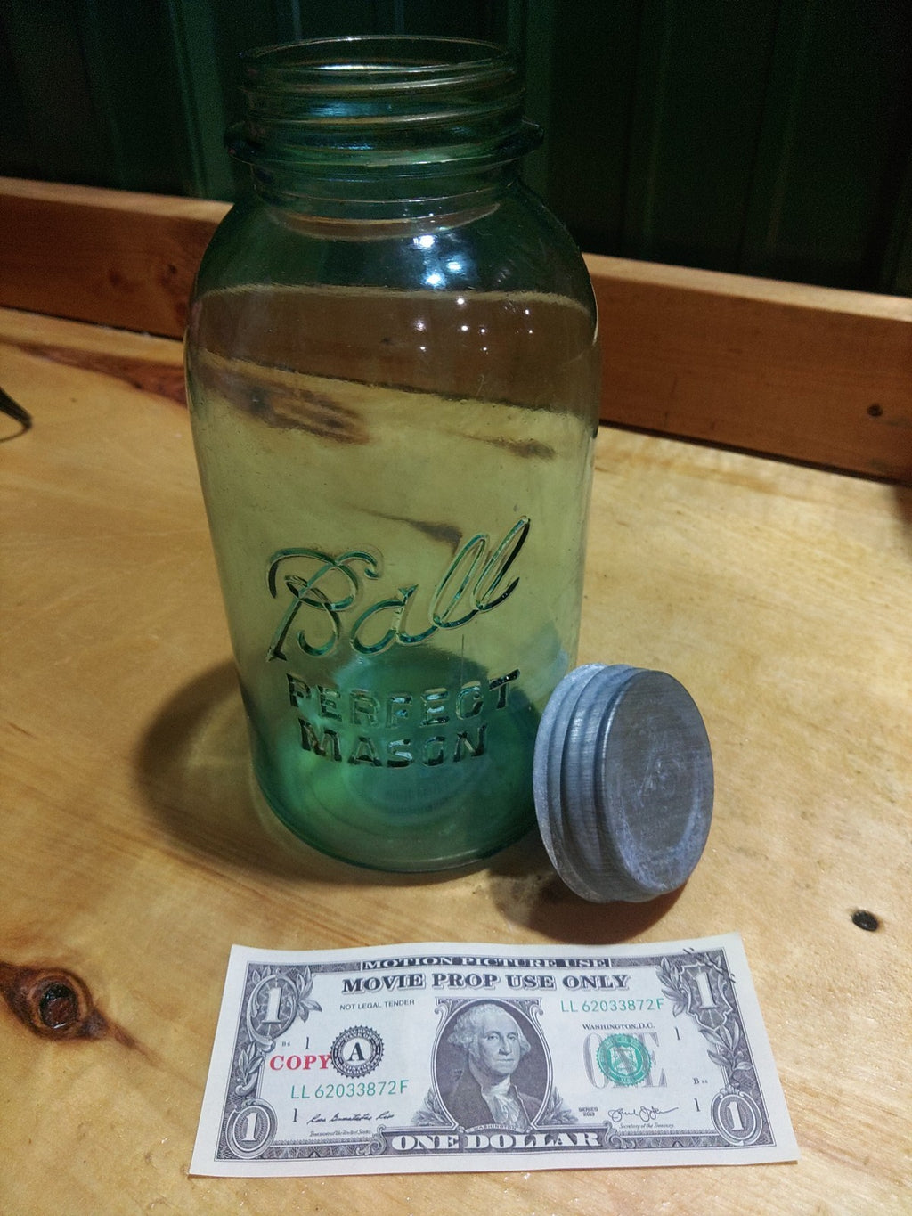 Vintage Ball Perfect Mason Aqua Glass Canning Jar with Original Zinc Lid - Image 2