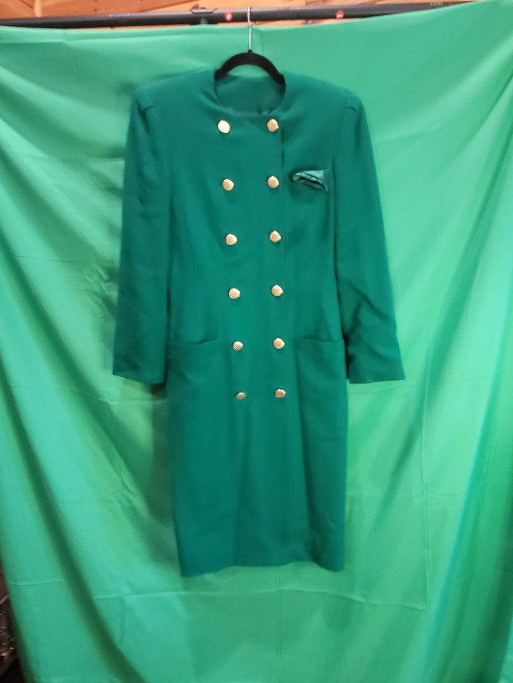 : Vintage Rasper for A.S.L. Emerald Green Double-Breasted Dress - Image 1