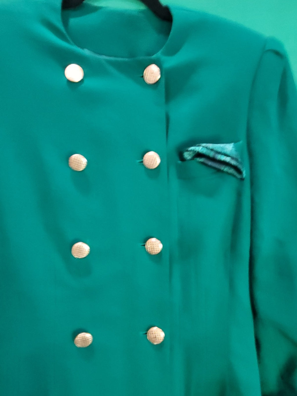 : Vintage Rasper for A.S.L. Emerald Green Double-Breasted Dress - Image 2