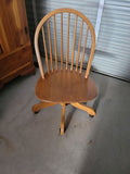 Solid Oak Swivel Desk Chair with Casters – Windsor Style - Image 1