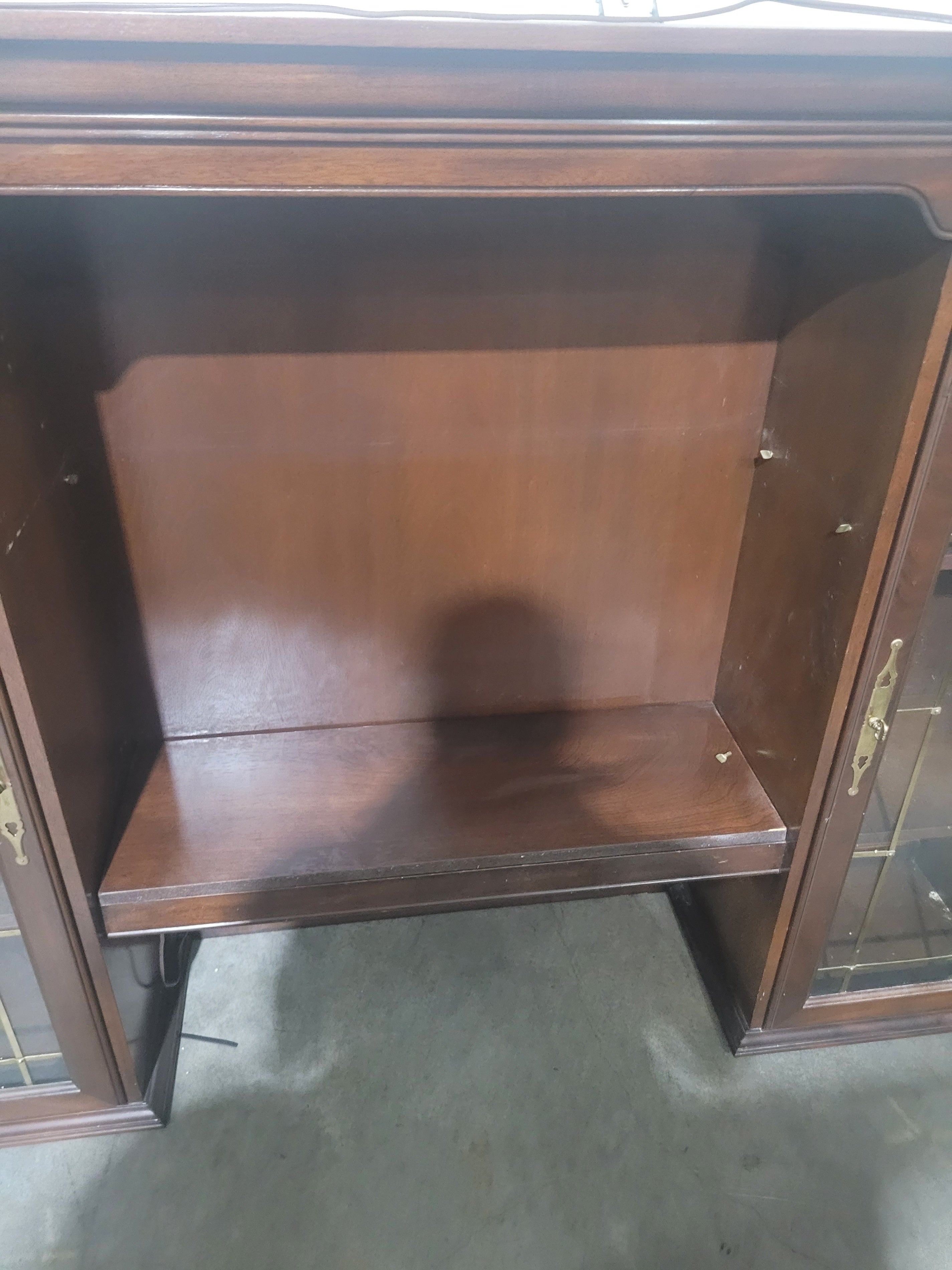 Traditional Executive Desk & Lighted Display Hutch Set – Solid Wood - Image 3