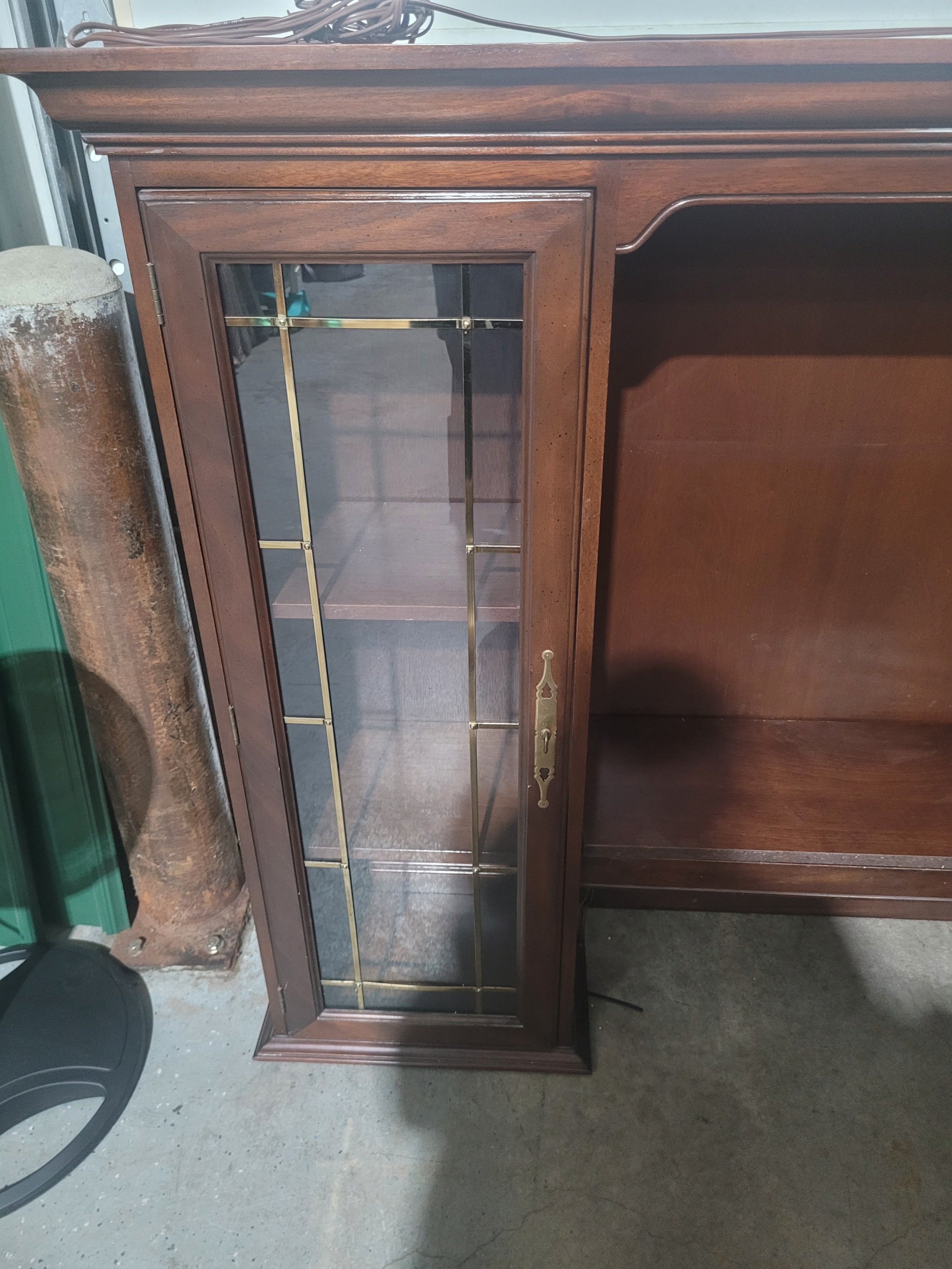 Traditional Executive Desk & Lighted Display Hutch Set – Solid Wood - Image 4