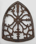 Antique Cast Iron Sad Iron Trivet – Ornate Floral / Gothic Design – Primitive Decor - Image 1
