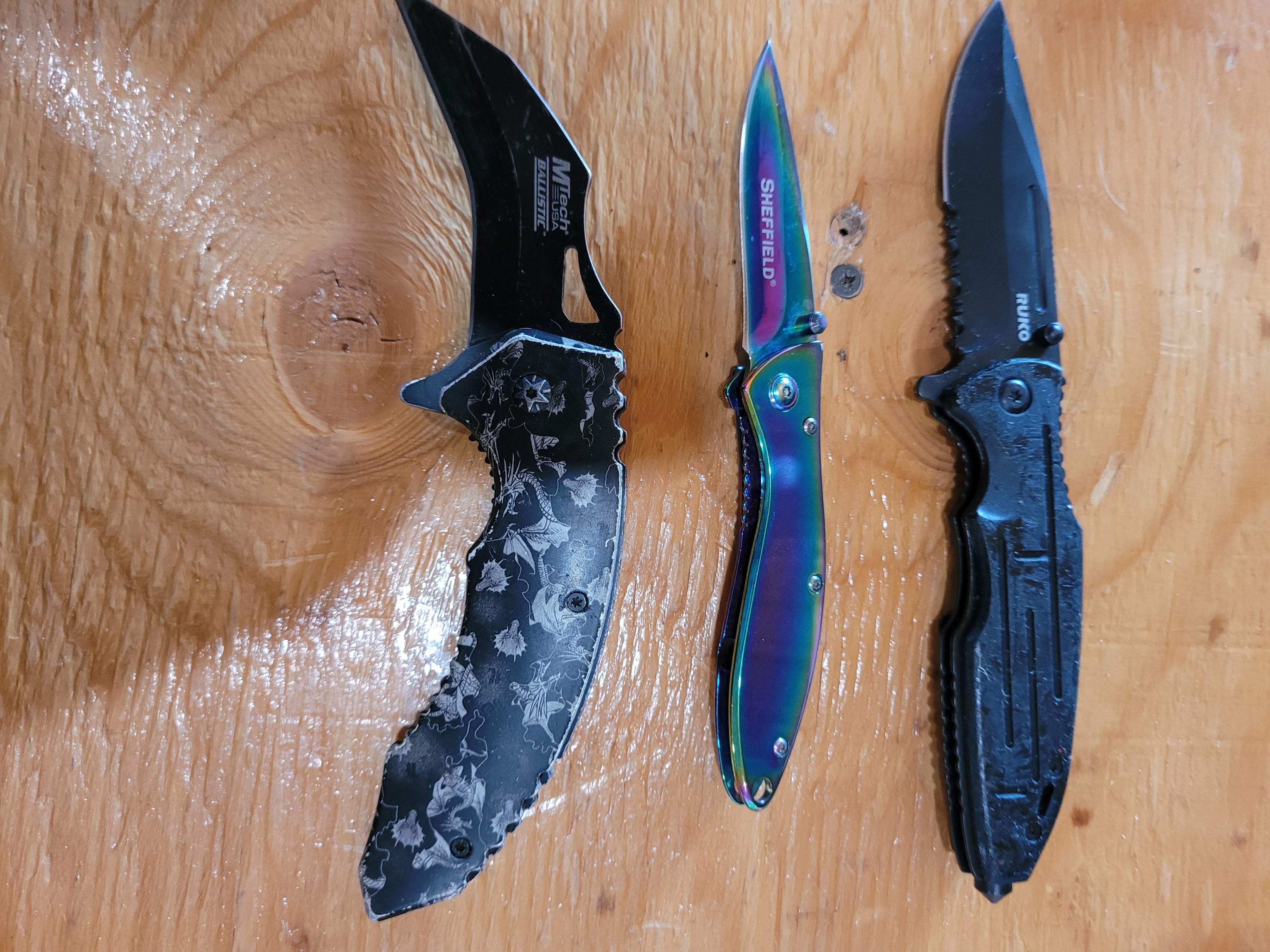 3 Folding Pocket Knives – MTech Ballistic, Sheffield & RUKO - Image 3