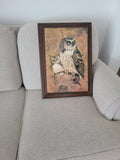 Framed Owl & Owlet Print – Rustic Woodland Wall Art - Image 1