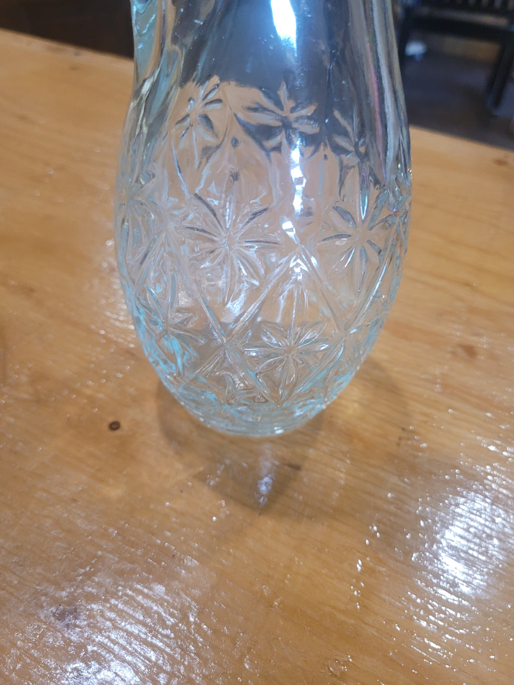 Vintage Clear Pressed Glass Cruet / Oil & Vinegar Bottle with Stopper - Image 2