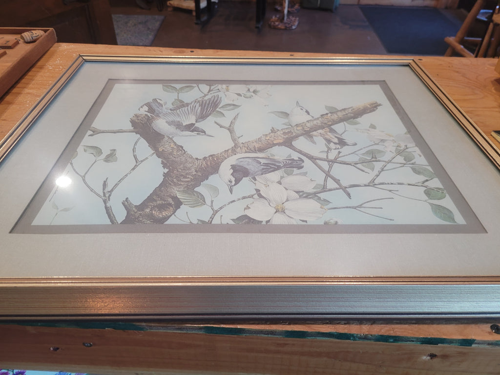 Framed Songbird & Dogwood Floral Print – Elegant Nature Wall Art - Image 2