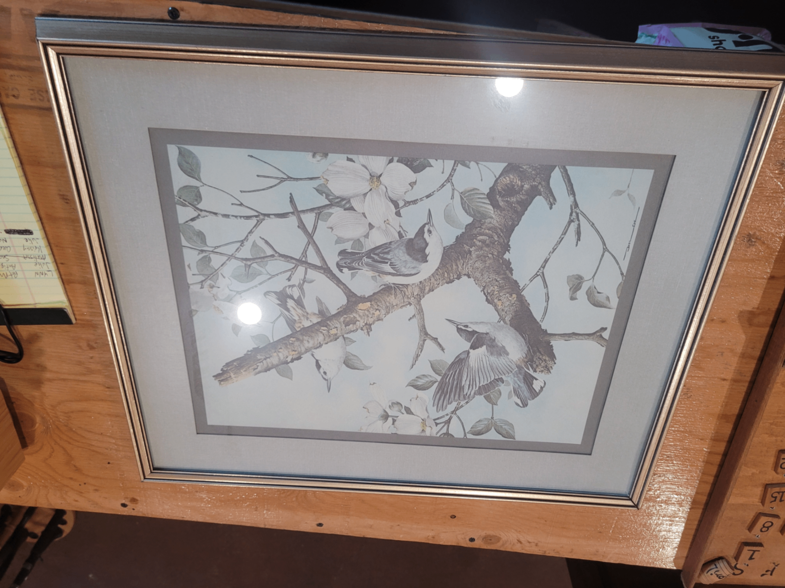 Framed Songbird & Dogwood Floral Print – Elegant Nature Wall Art - Image 3