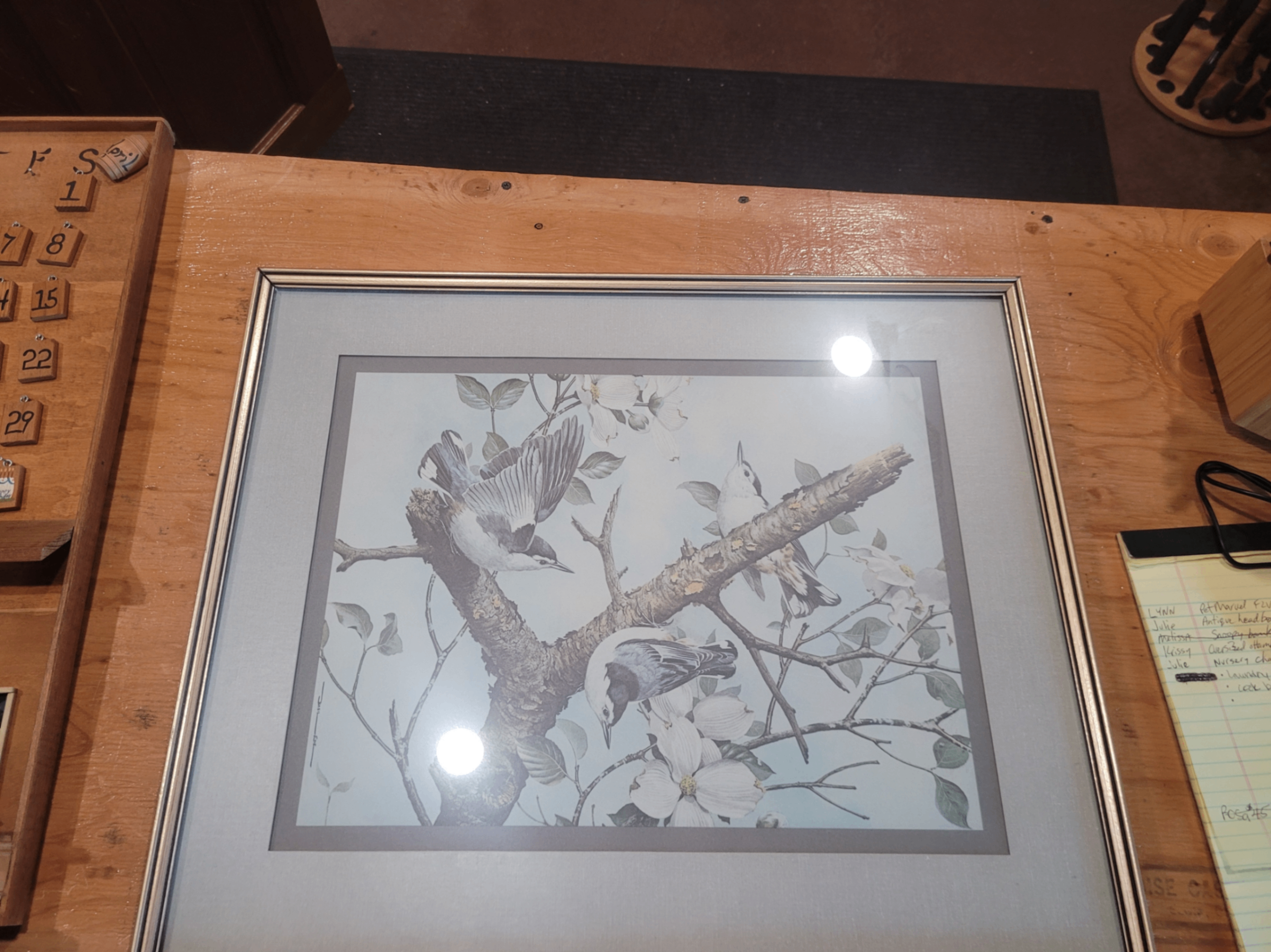 Framed Songbird & Dogwood Floral Print – Elegant Nature Wall Art - Image 1