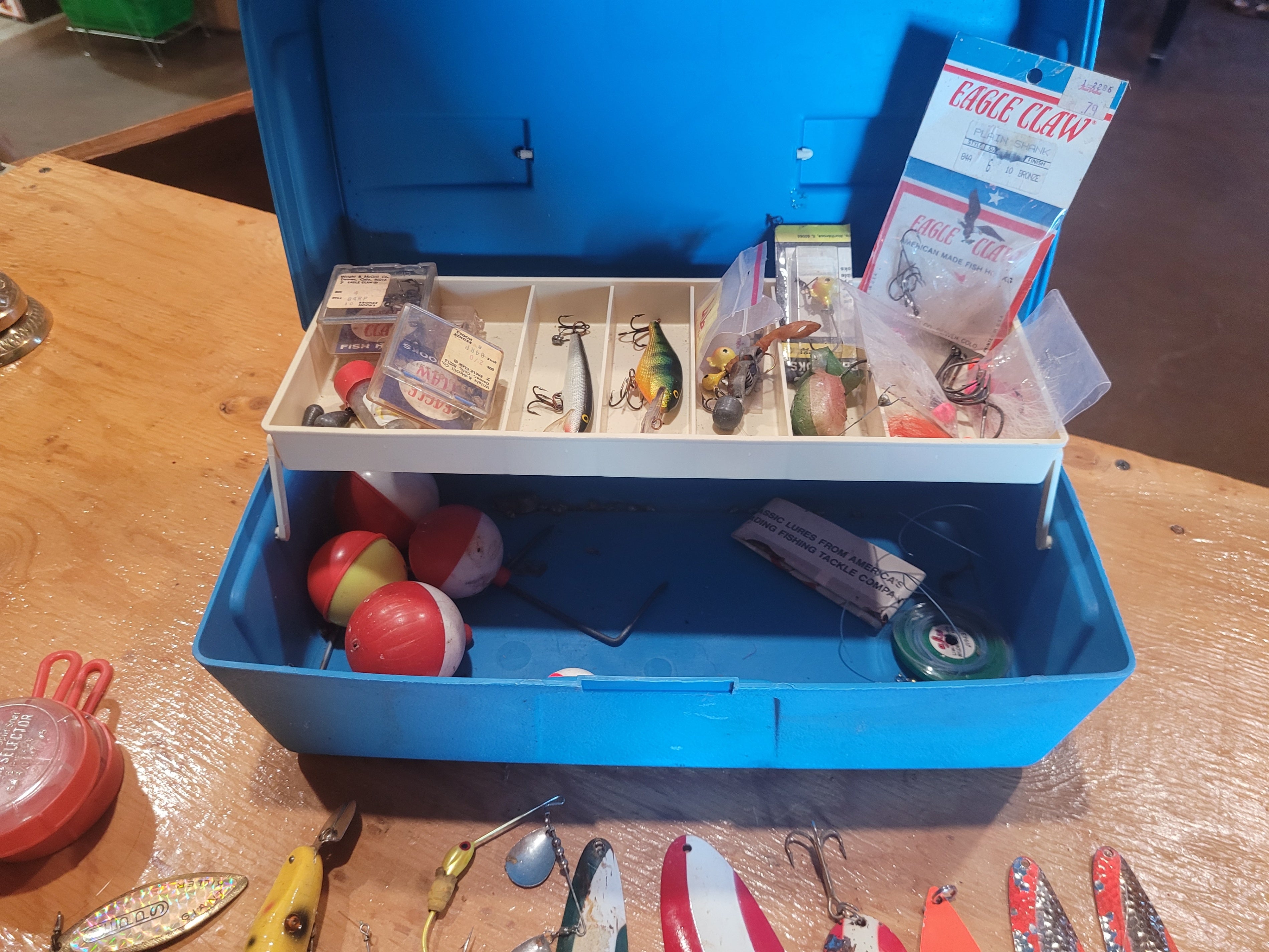 Vintage Plano Tackle Box Loaded with Fishing Lures, Tackle & Line - Image 2