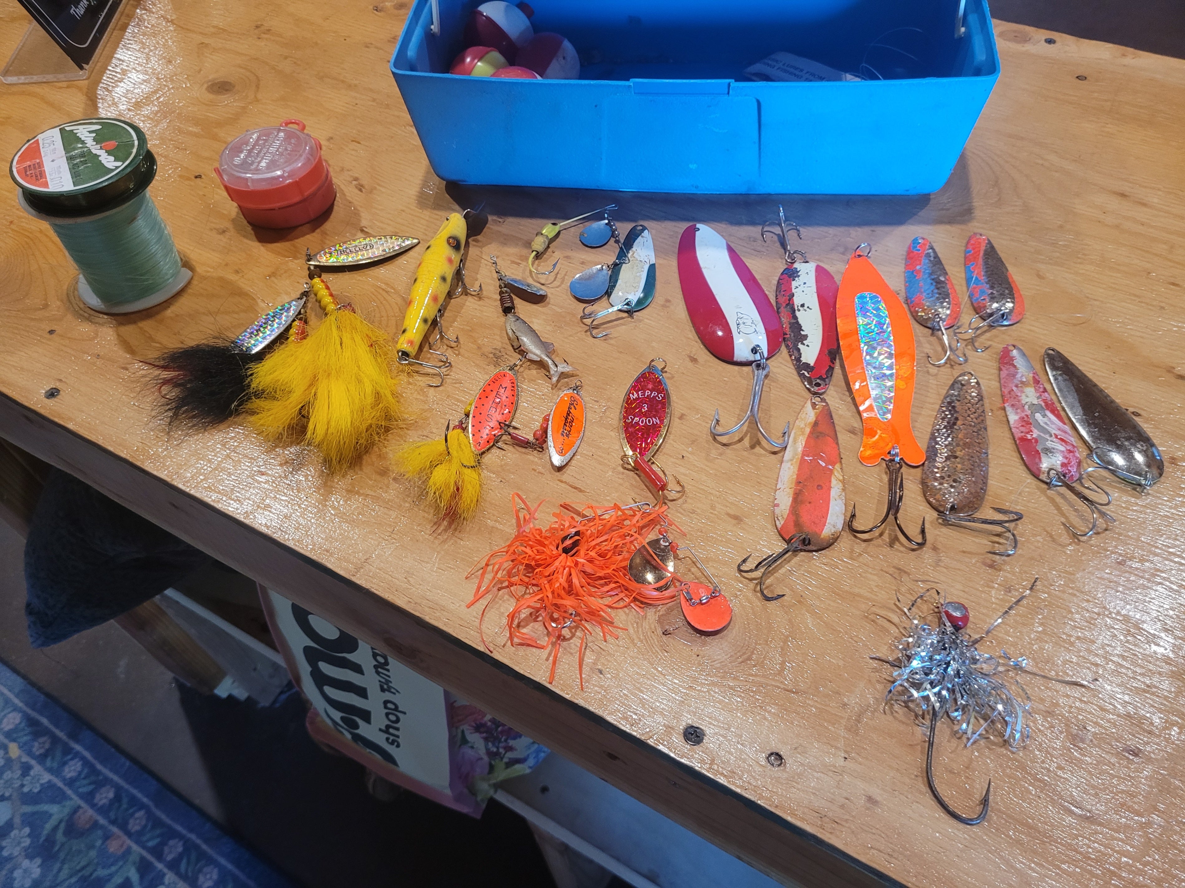 Vintage Plano Tackle Box Loaded with Fishing Lures, Tackle & Line - Image 3