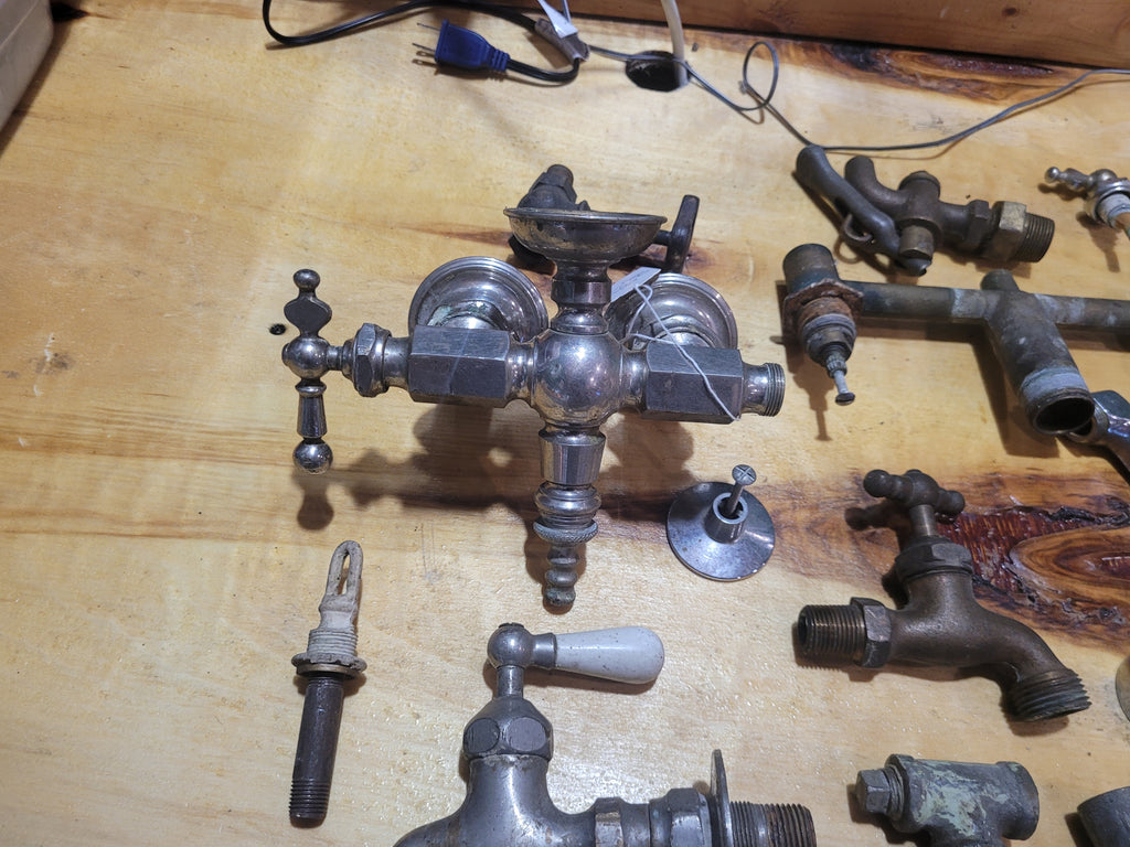 Vintage Plumbing & Faucet Parts Lot – Antique Faucets, Handles, Porcelain Escutcheons & Hardware - Image 2