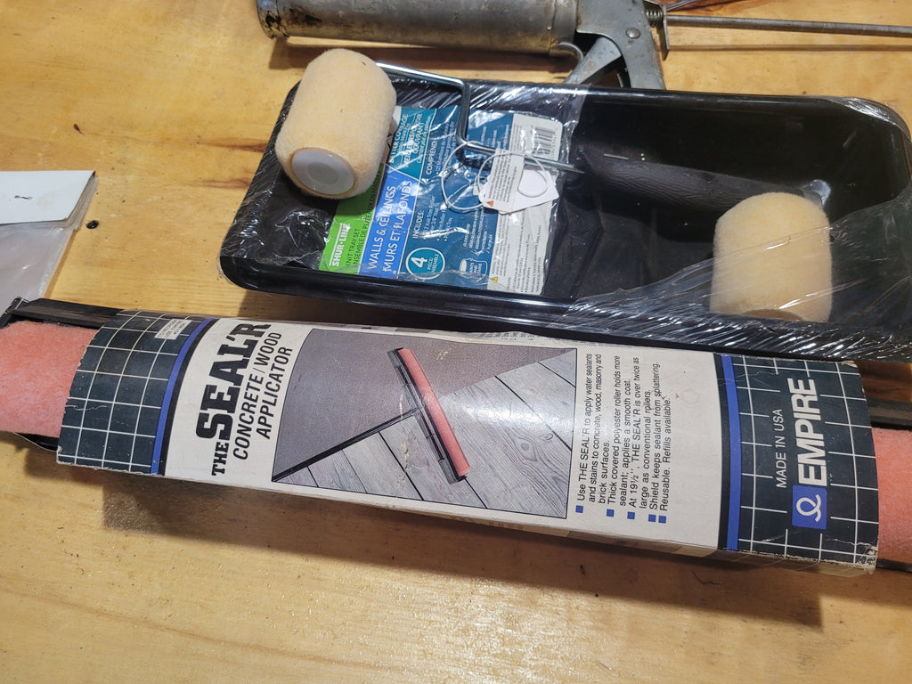 Concrete & Painting Supply Lot – Caulk Gun, Paint Tray, Rollers & Concrete Sealer Applicator - Image 2
