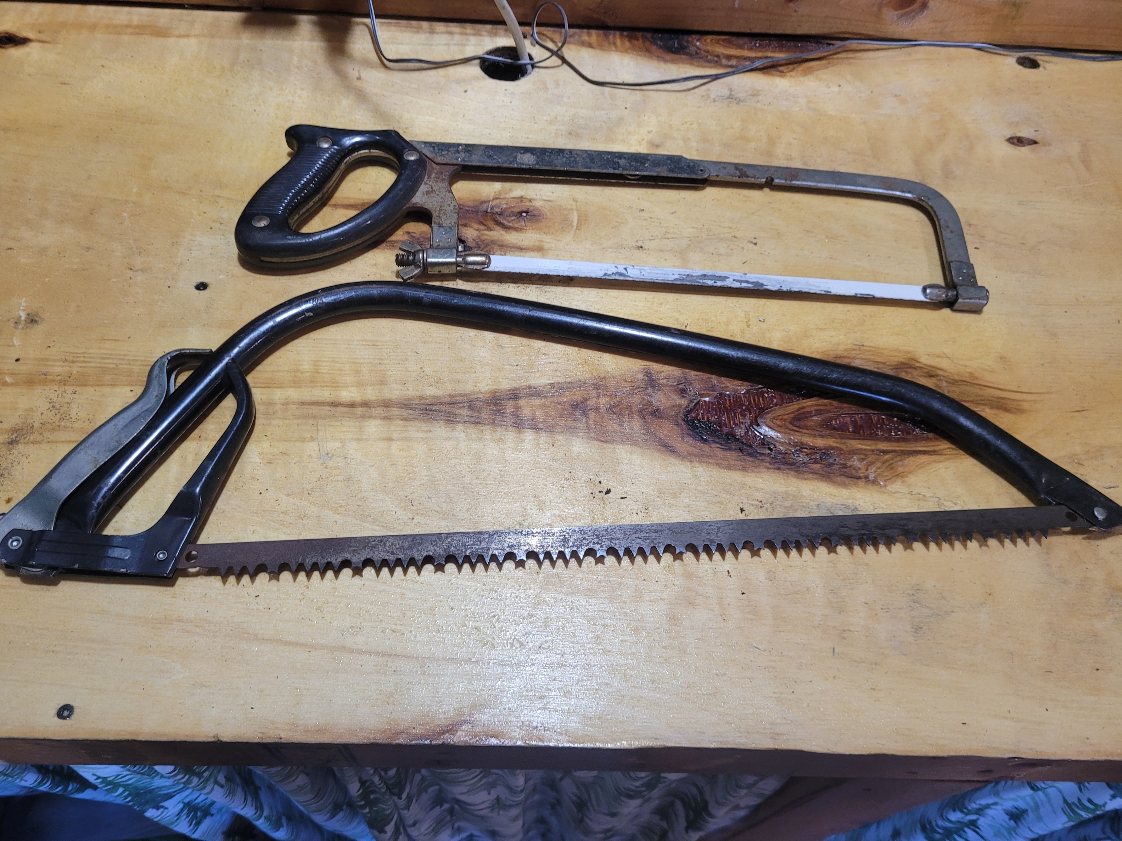 Vintage Bow Saw & Hacksaw Set – 2-Piece Hand Saw Lot - Image 1