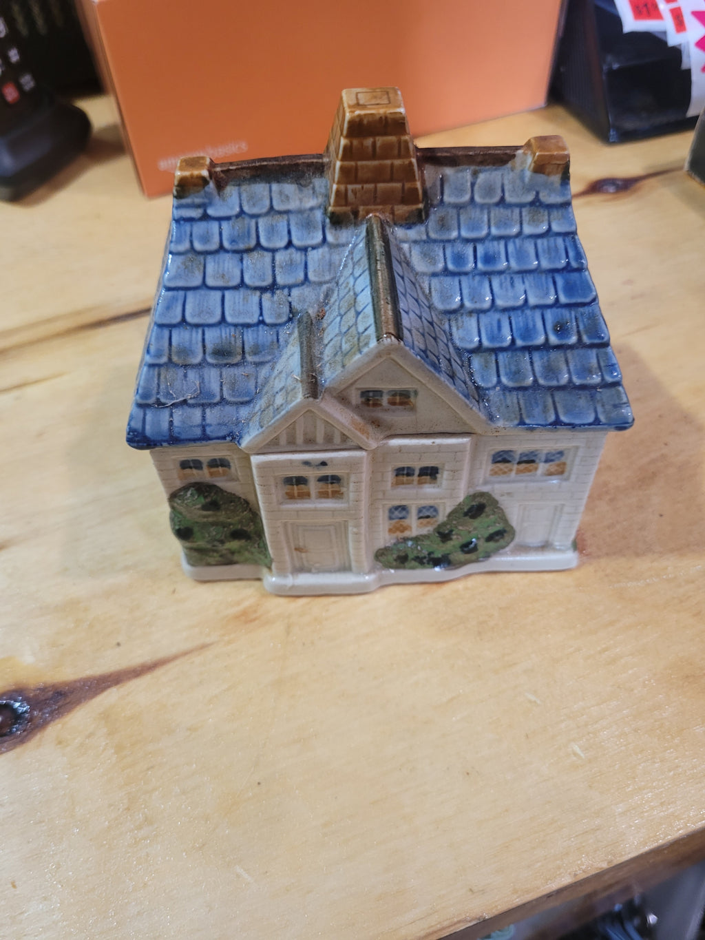 Ceramic House  Storage Canister – Blue Roof Cottage - Image 1
