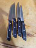 Set of 4 Steak Knives – Triple-Riveted Black Handles Stainless Steel - Image 1