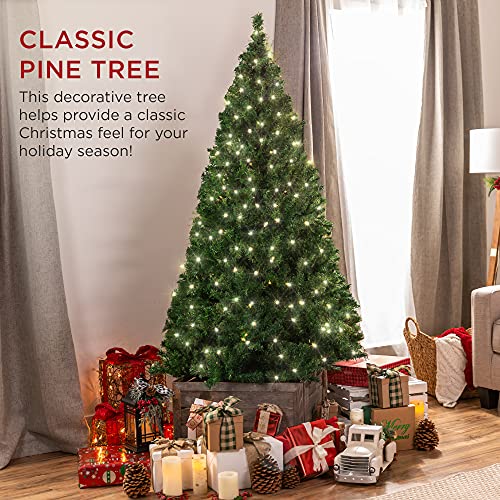 6 Ft. Prelit Premium Hinged Pine Artificial Christmas Tree with 250-Lights, 1,000 Tips, Metal Base - Image 2