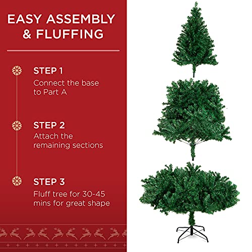 6 Ft. Prelit Premium Hinged Pine Artificial Christmas Tree with 250-Lights, 1,000 Tips, Metal Base - Image 4