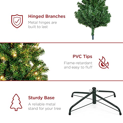 6 Ft. Prelit Premium Hinged Pine Artificial Christmas Tree with 250-Lights, 1,000 Tips, Metal Base - Image 5