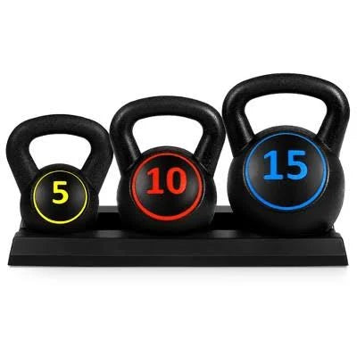 Best Choice Products 3-Piece Kettlebell Set with Storage Rack - Image 2