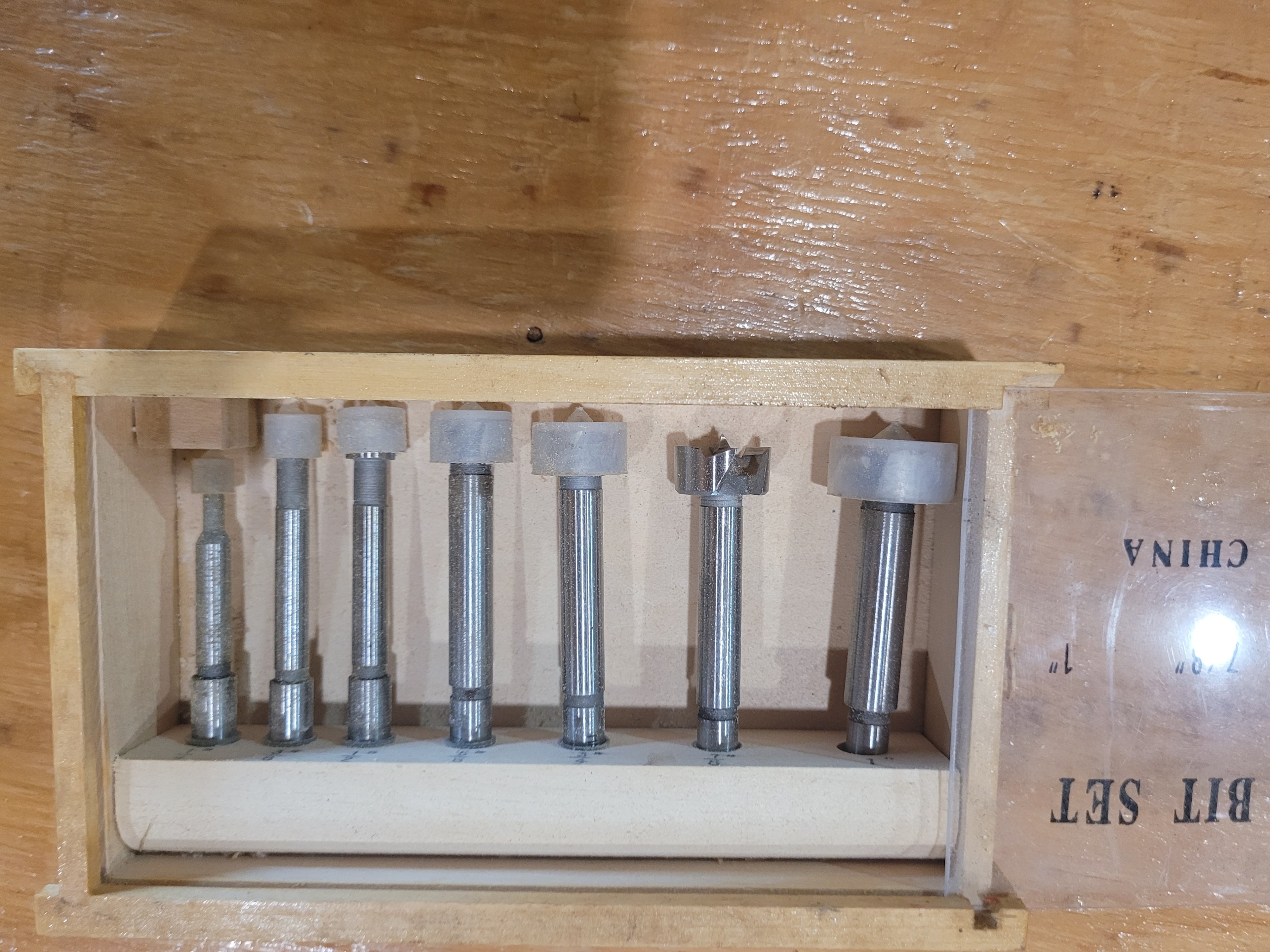 7-Piece Precision Forstner Drill Bit Set with Wooden Storage Case | 1/4"–1" - Image 1