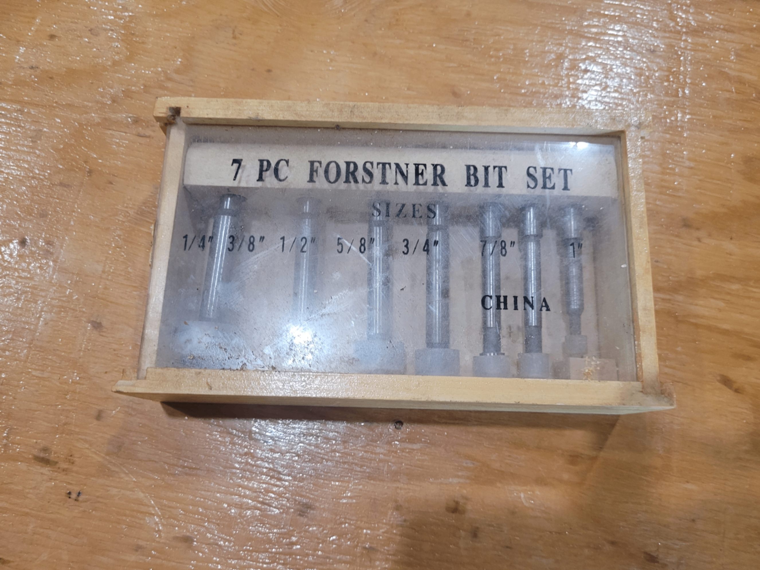 7-Piece Precision Forstner Drill Bit Set with Wooden Storage Case | 1/4"–1" - Image 2