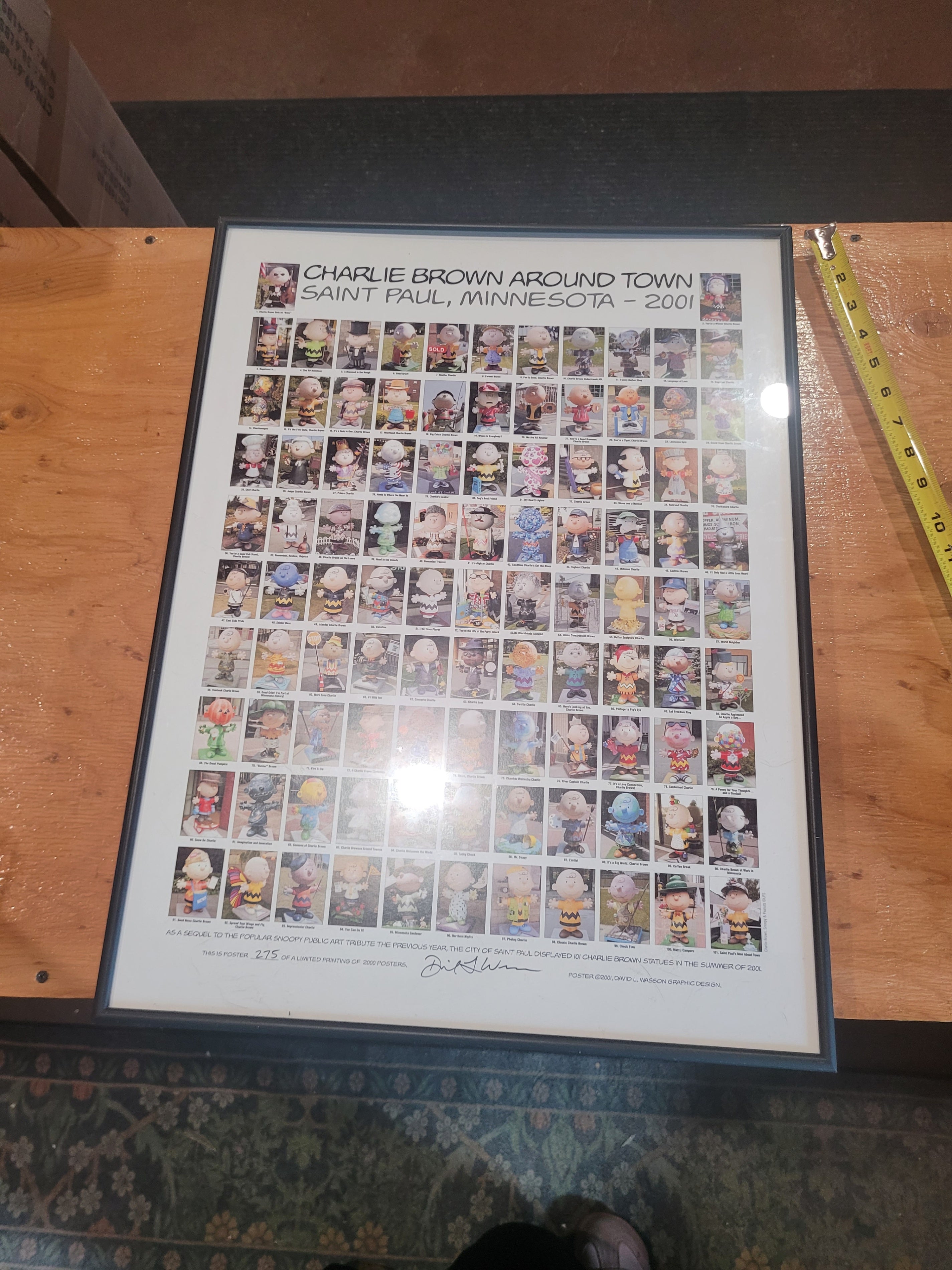 Charlie Brown Around Town – Saint Paul, Minnesota 2001 Limited Edition Framed Poster #275/2000 - Image 1