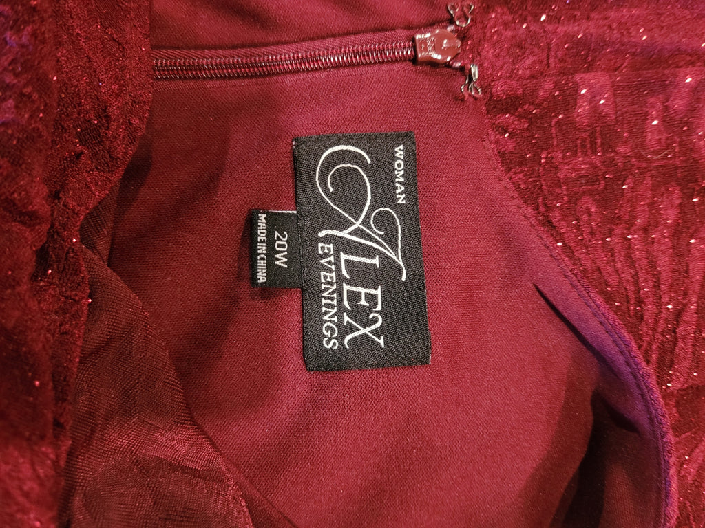 Alex Evenings Burgundy Mother of the Bride/Groom Formal Dress – Women's Size 20W - Image 2