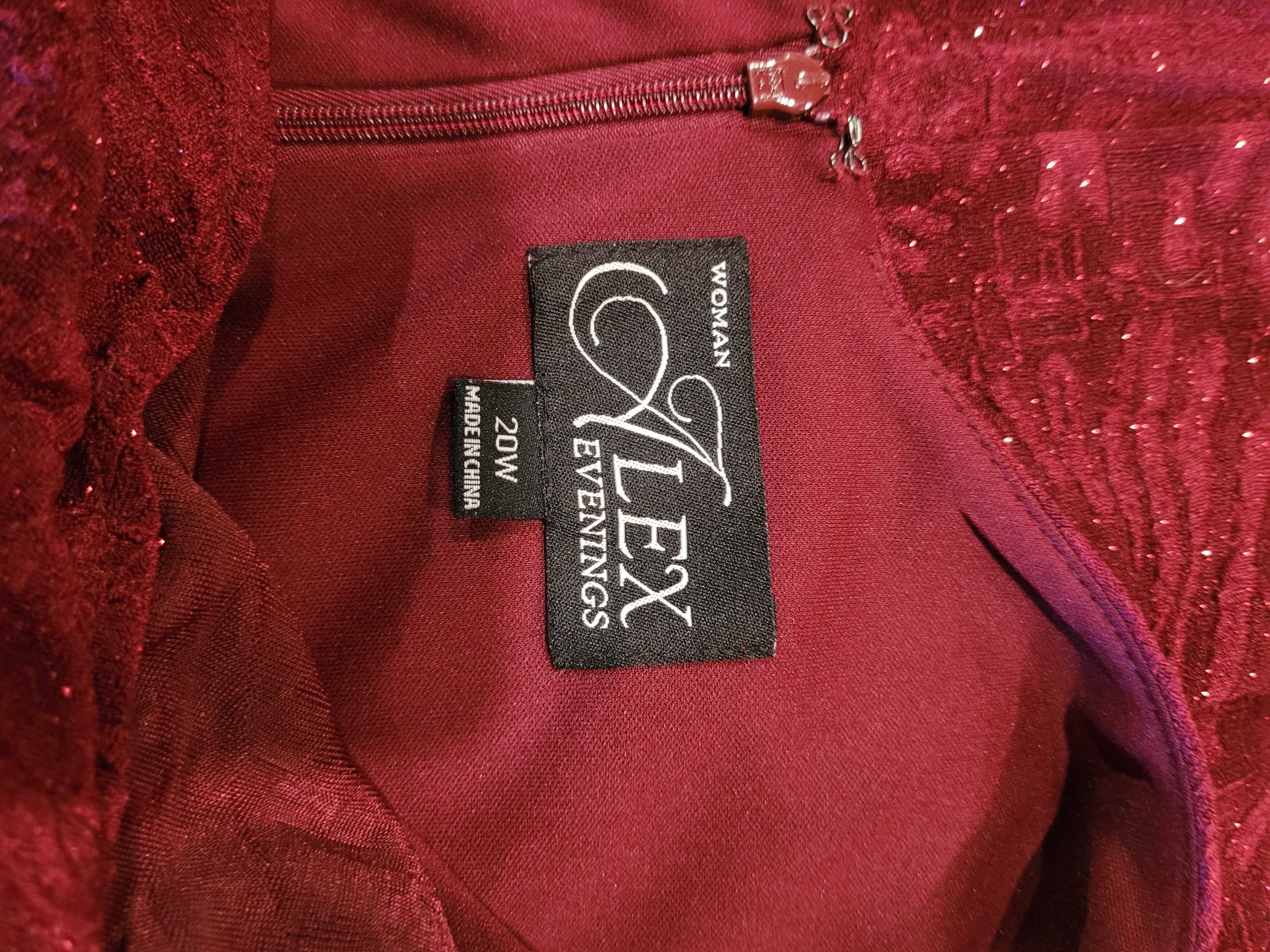 Alex Evenings Burgundy Mother of the Bride/Groom Formal Dress – Women's Size 20W - Image 2