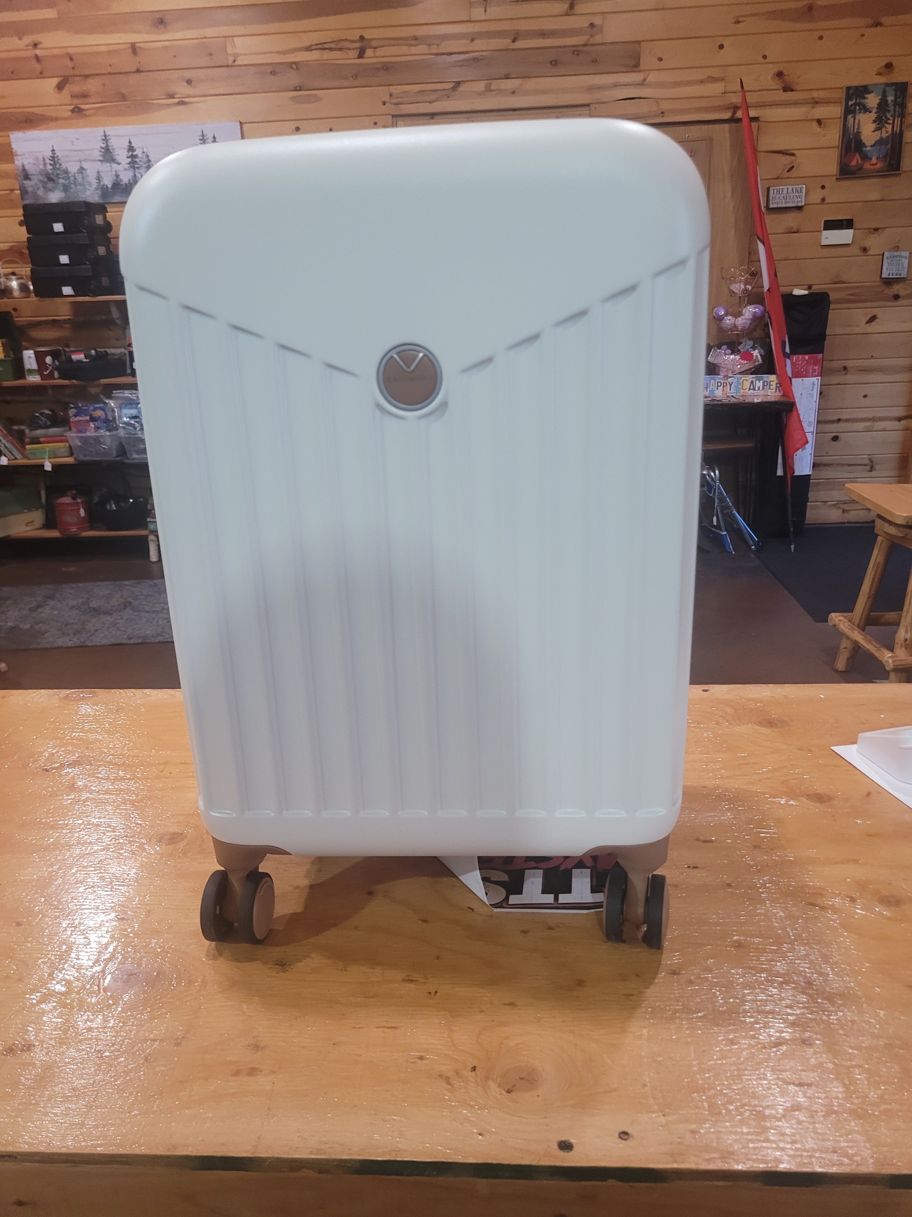 BAGSMART Hardshell Carry-On Luggage – White/Tan Spinner Suitcase - Image 2
