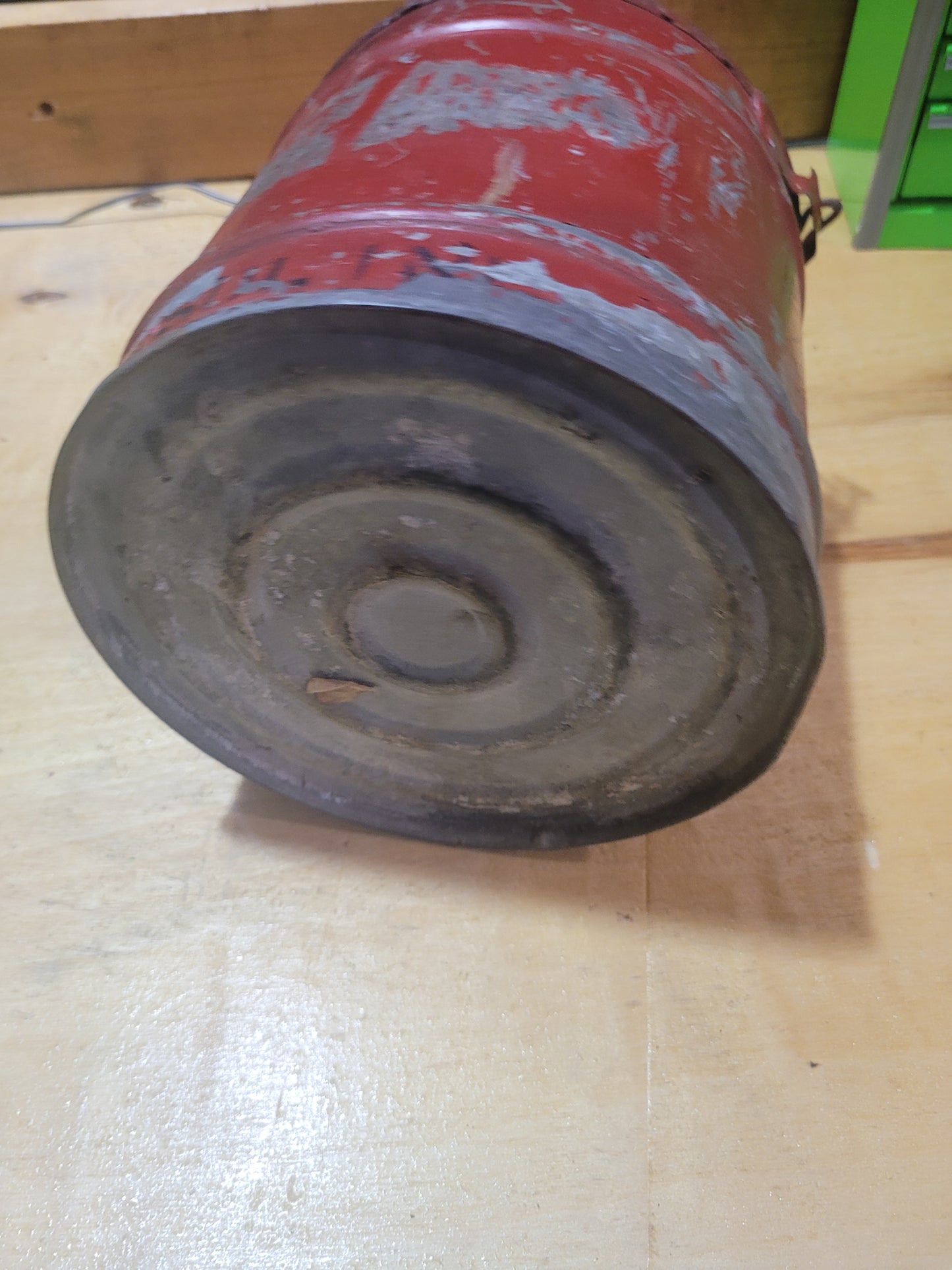Vintage Red Metal Safety Gas Can – Industrial Garage Collectible
