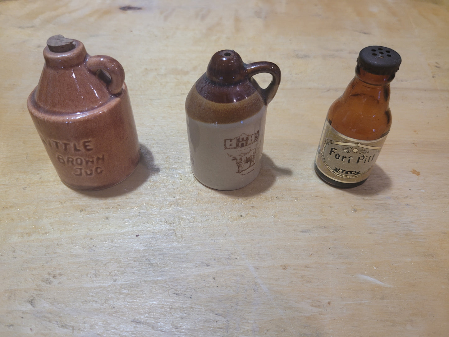 Vintage Miniature Bottle Collection – Little Brown Jug, Texas Stoneware Jug & Fo