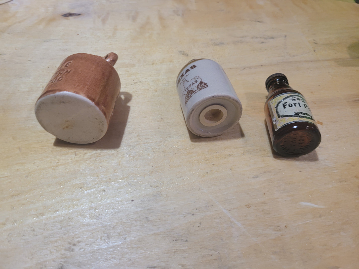 Vintage Miniature Bottle Collection – Little Brown Jug, Texas Stoneware Jug & Fo