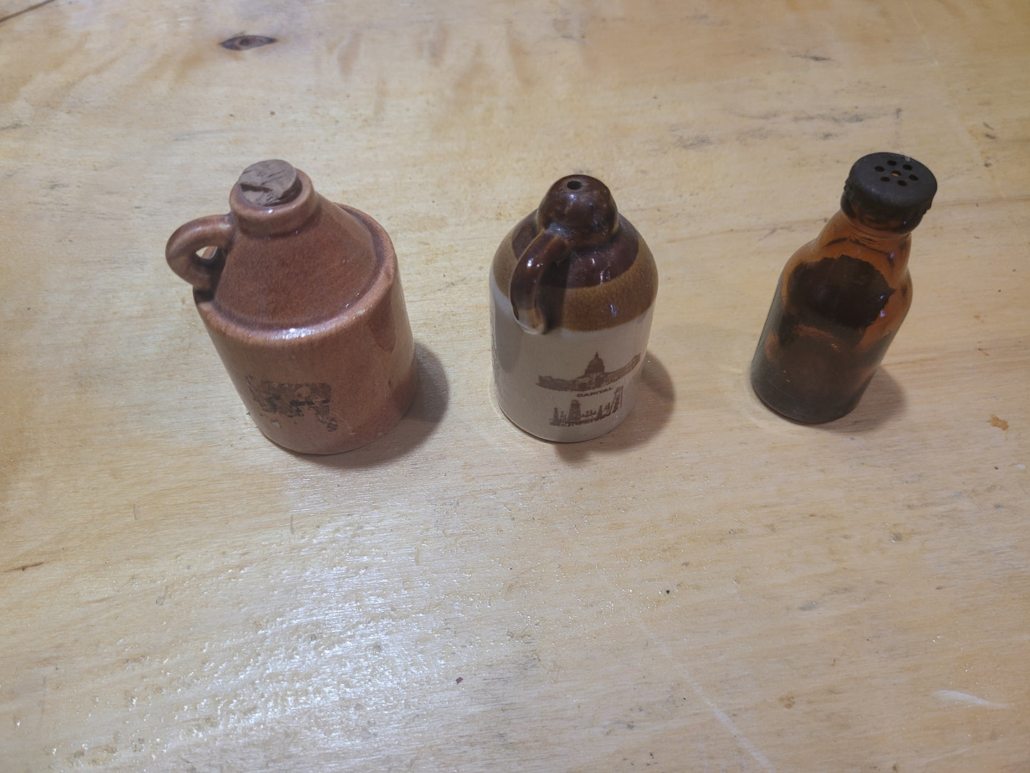 Vintage Miniature Bottle Collection – Little Brown Jug, Texas Stoneware Jug & Fo
