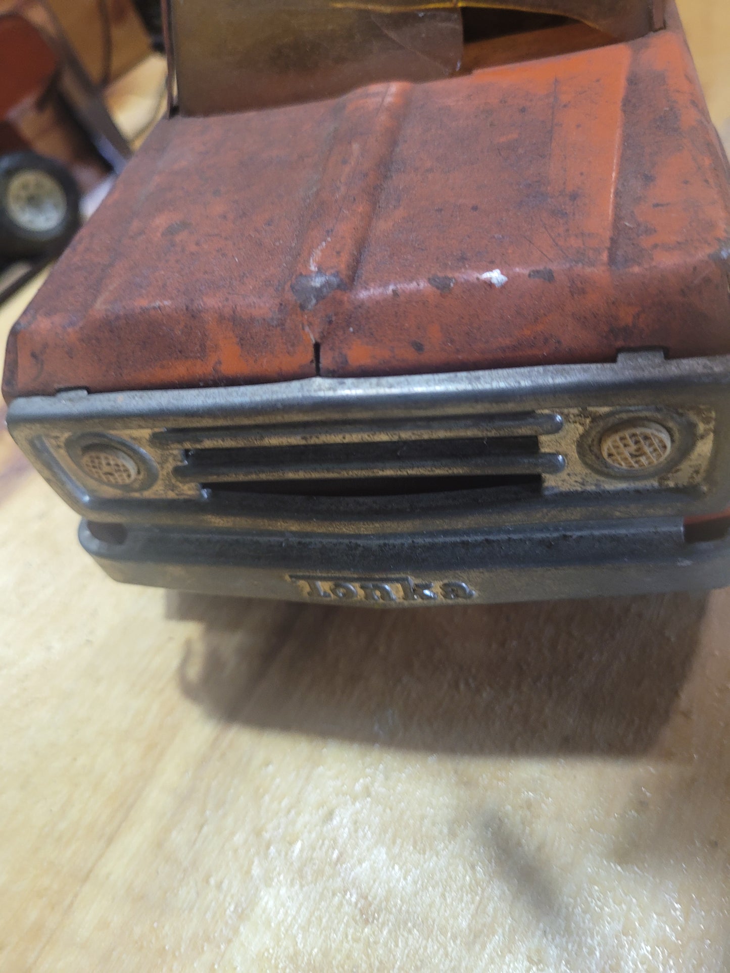 Vintage Tonka Pressed Steel Dump Truck – Orange – Classic Toy Truck
