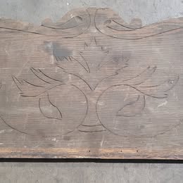 Antique Primitive Wooden Wall Panel / Salvage Decor – Hand Carved Scroll Design