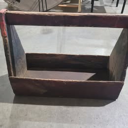 Antique Primitive Wooden Tool Carrier w/ Handle – Rustic Farmhouse Tote