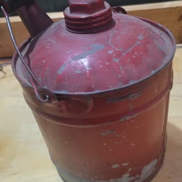 Vintage Red Metal Safety Gas Can – Industrial Garage Collectible