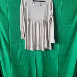 NEW Zenana Long Sleeve Babydoll Tunic Top – Cream/Ivory