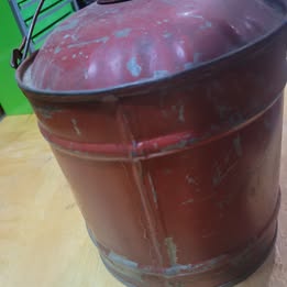 Vintage Red Metal Safety Gas Can – Industrial Garage Collectible
