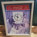 Coca-Cola Vintage Style Wall Clock – Framed Soda Fountain Print – Battery Operated