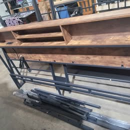 NEW King Size Industrial Bed Frame with Storage Headboard & Charging Station