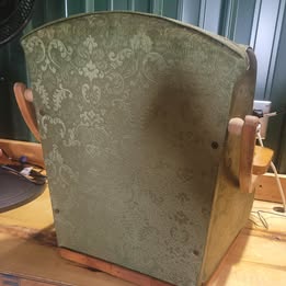Vintage Upholstered Wooden High Chair with Horse Tray – Mid-Century Child's High Chair