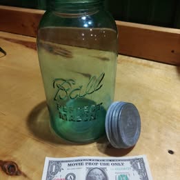 Vintage Ball Perfect Mason Aqua Glass Canning Jar with Original Zinc Lid -64oz