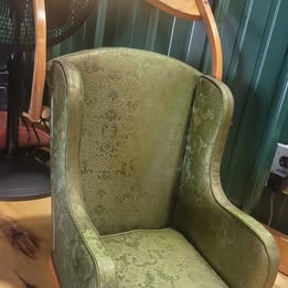 Vintage Upholstered Wooden High Chair with Horse Tray – Mid-Century Child's High Chair