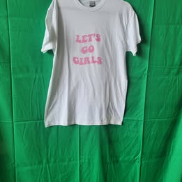 Gildan "Let's Go Girls" Graphic T-Shirt – White/Pink
