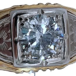 1.40CT Natural Diamond Men’s Ring 14K Two Tone Gold  Size 10